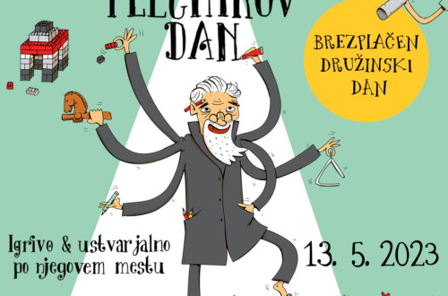 Napovednik za prvi festival Plečnikov dan za družine, ki bo 13. maja 2023 v Ljubljani