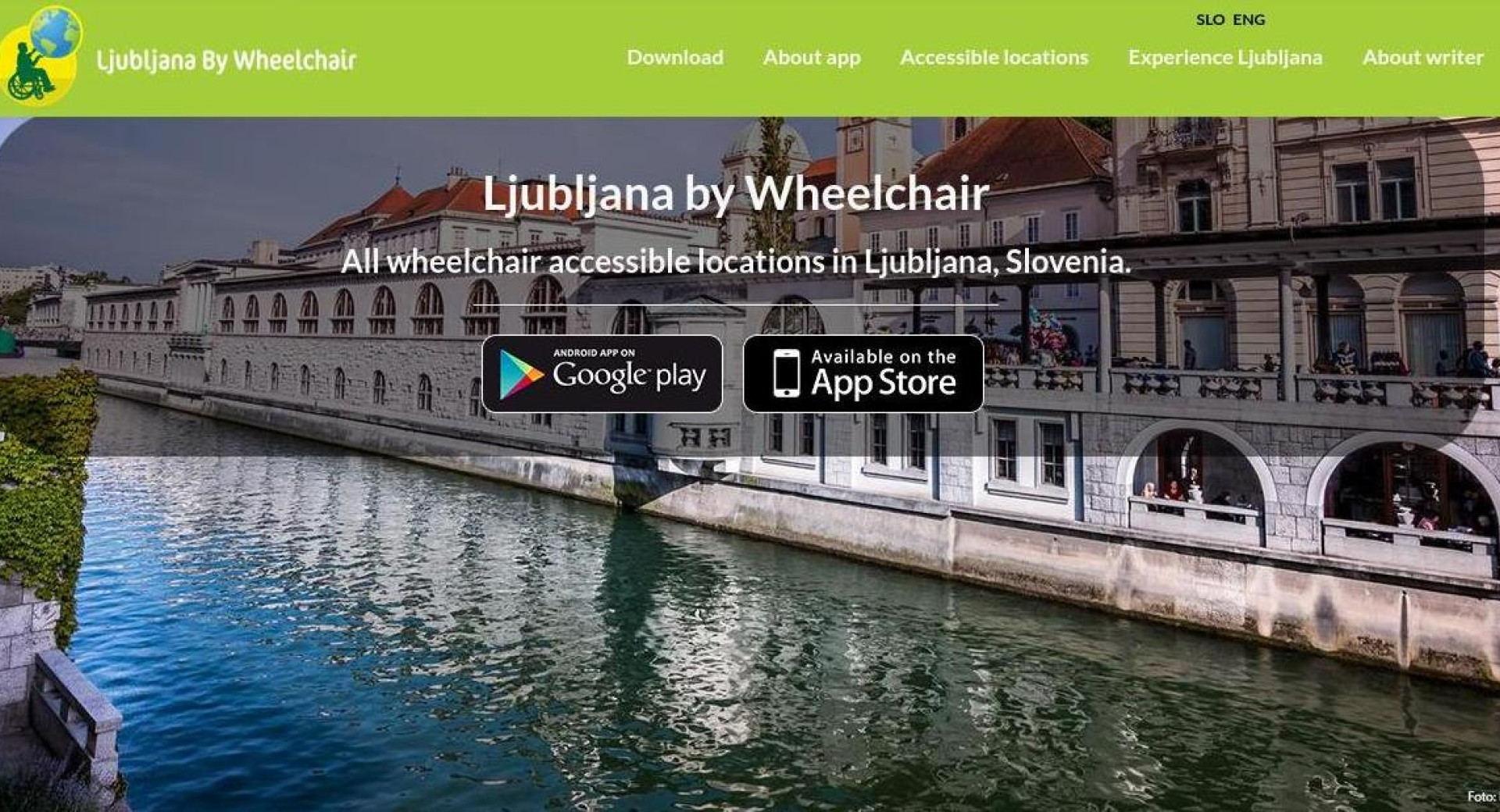 Naslovna stran za dostopnost Ljubljane z vozičkom.