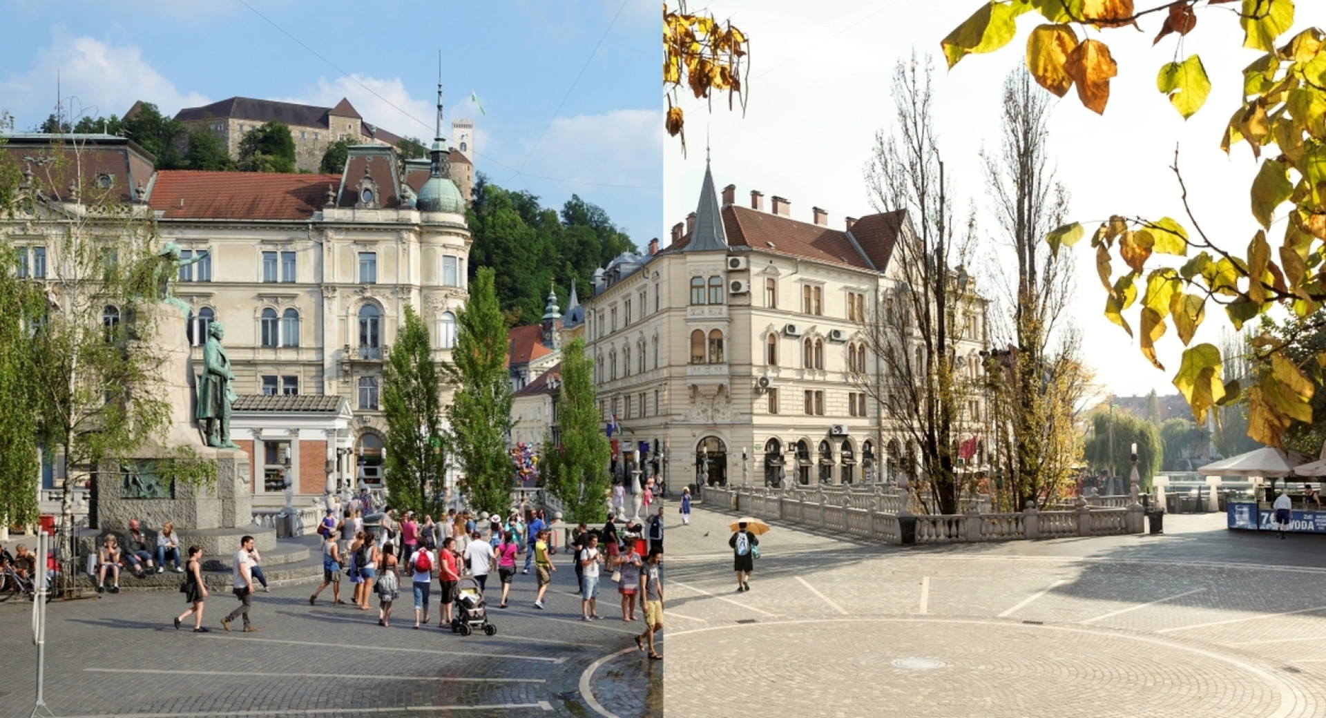 Razstava o posledicah podnebnih sprememb na »vroči strani Alp«, od 21. marca 2022 na Krakovskem nasipu; na fotografiji Ljubljana zdaj in v prihodnosti brez učinkovitega ukrepanja zoper podnebne spremembe