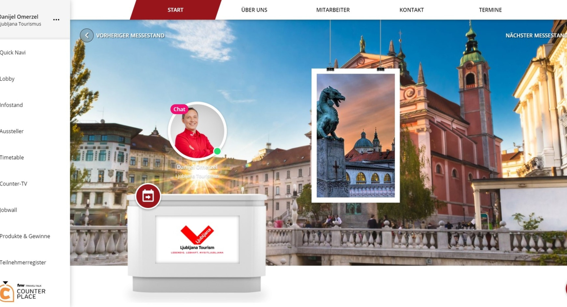 Spletna predstavitev Ljubljane organizatorjem potovanj in turističnim agentom z nemško govorečih trgov; na fotografiji zaslon s predstavitvijo Ljubljane