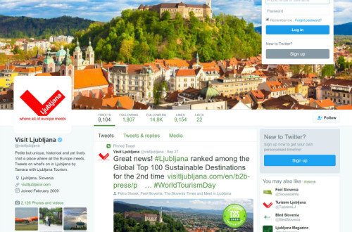 Stran Turizma Ljubljana na Twitterju.