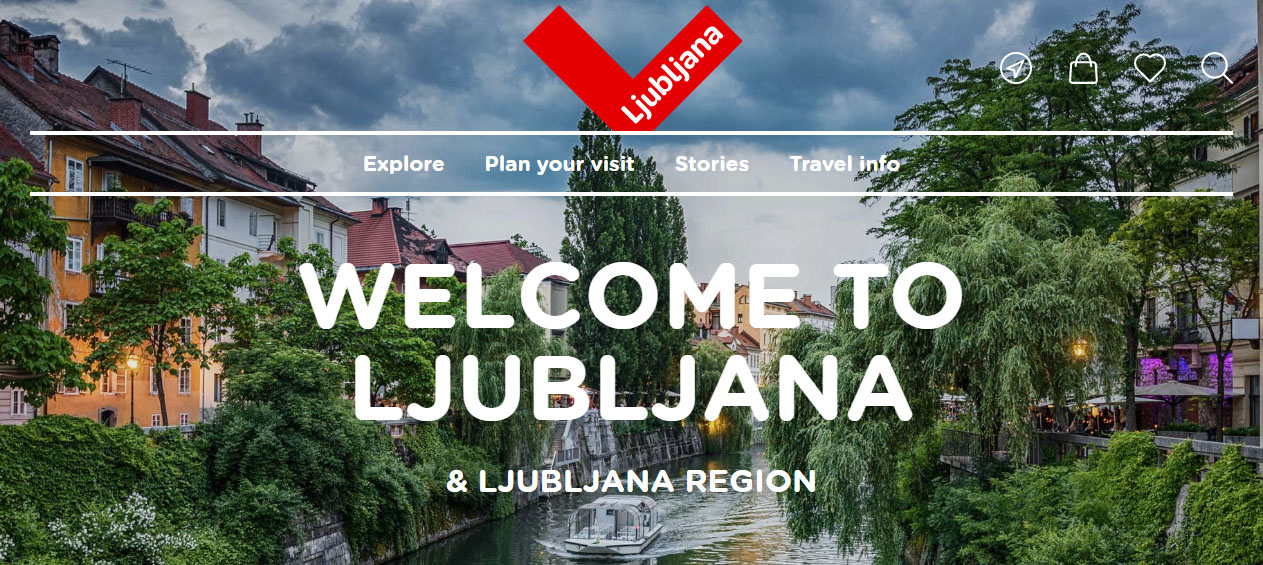 Vstopna stran spletne strani Turizma Ljubljana.