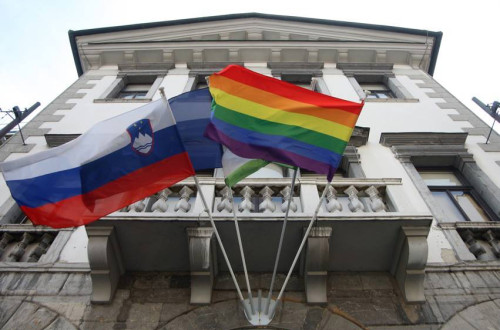 Rainbow flag on Ljubljana City Hall