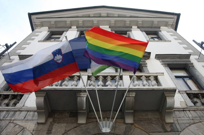 Rainbow flag on Ljubljana City Hall