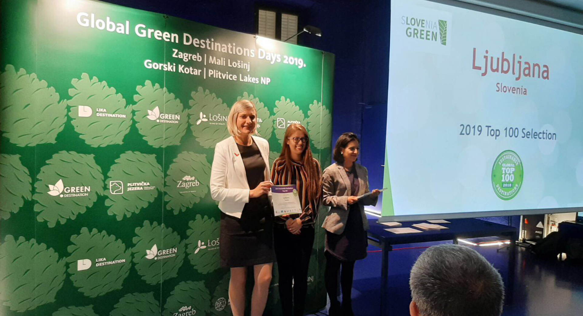 Podelitev nagrade Global TOP 100 Sustainable Destinations, ki jo je Ljubljana prejela že petič zapored.