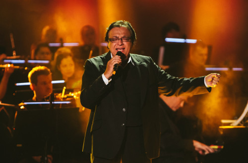 starejsi slovenski pevec na odru sredi koncerta
