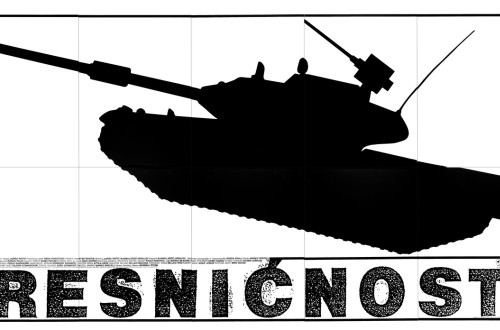 Črno-beli plakat z napisom Resničnost.