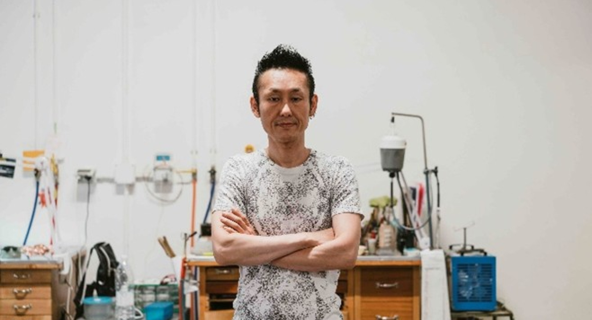 A Japanese artist in his workshop.