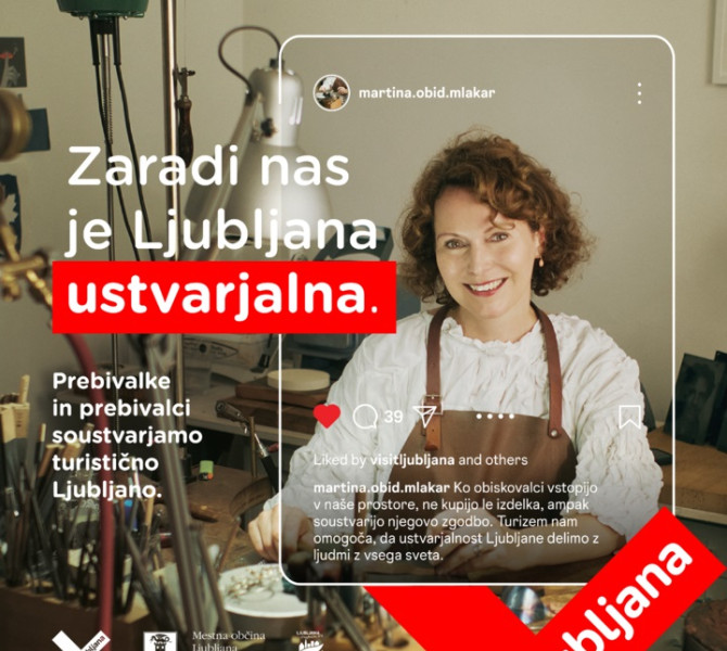 Zenska v rjavem delovnem predpasniku. Zaradi nas je Ljubljana ...