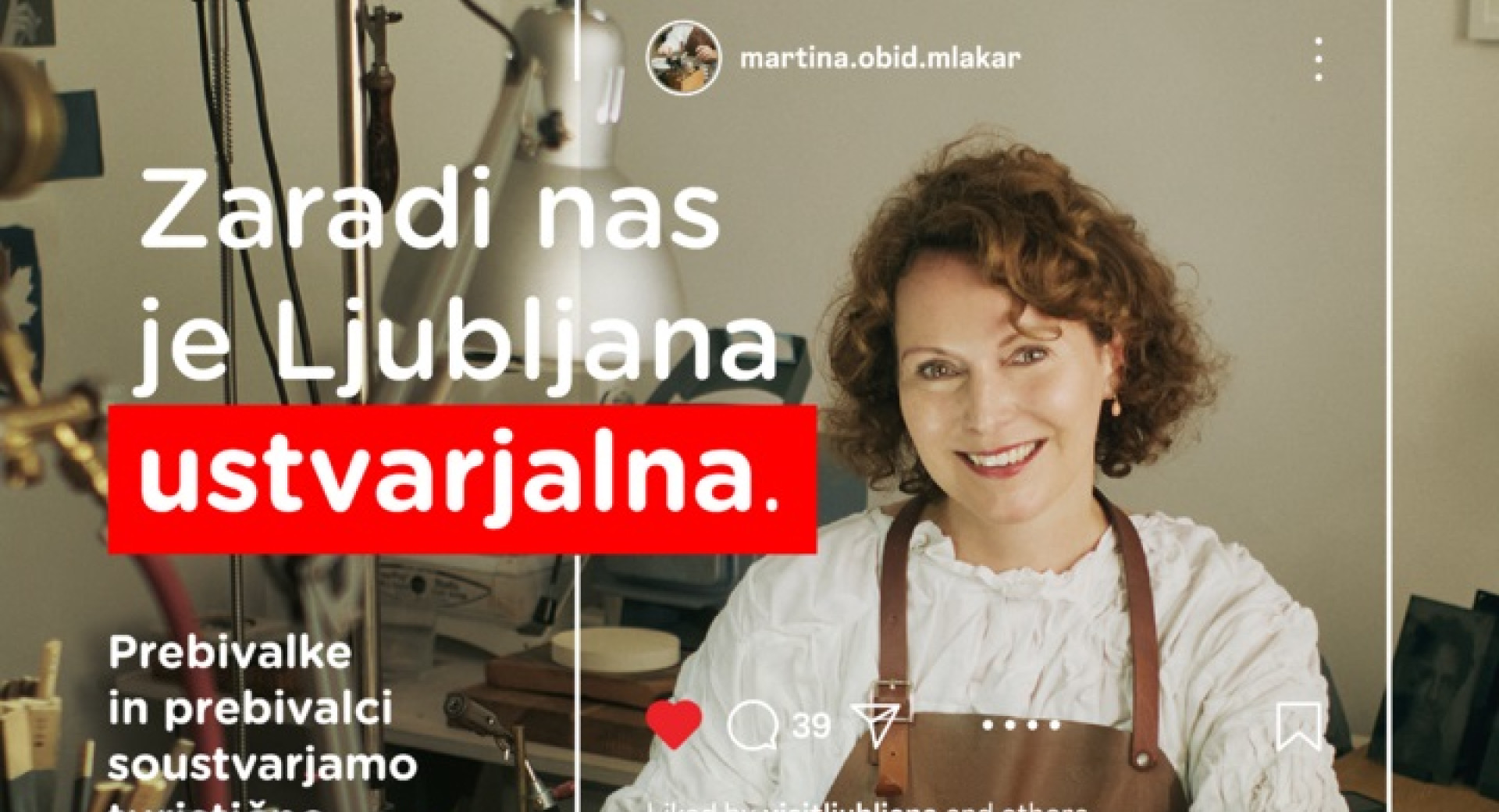 Zenska v rjavem delovnem predpasniku. Zaradi nas je Ljubljana ...