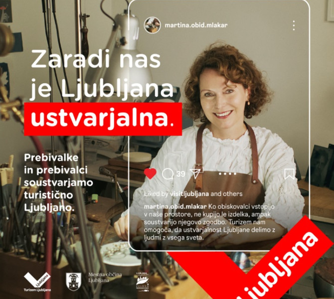 Zenska v rjavem delovnem predpasniku. Zaradi nas je Ljubljana ...