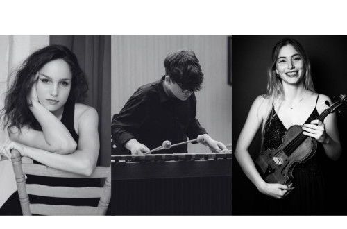 Crno-bele portretne fotografije mladih glasbenikov.