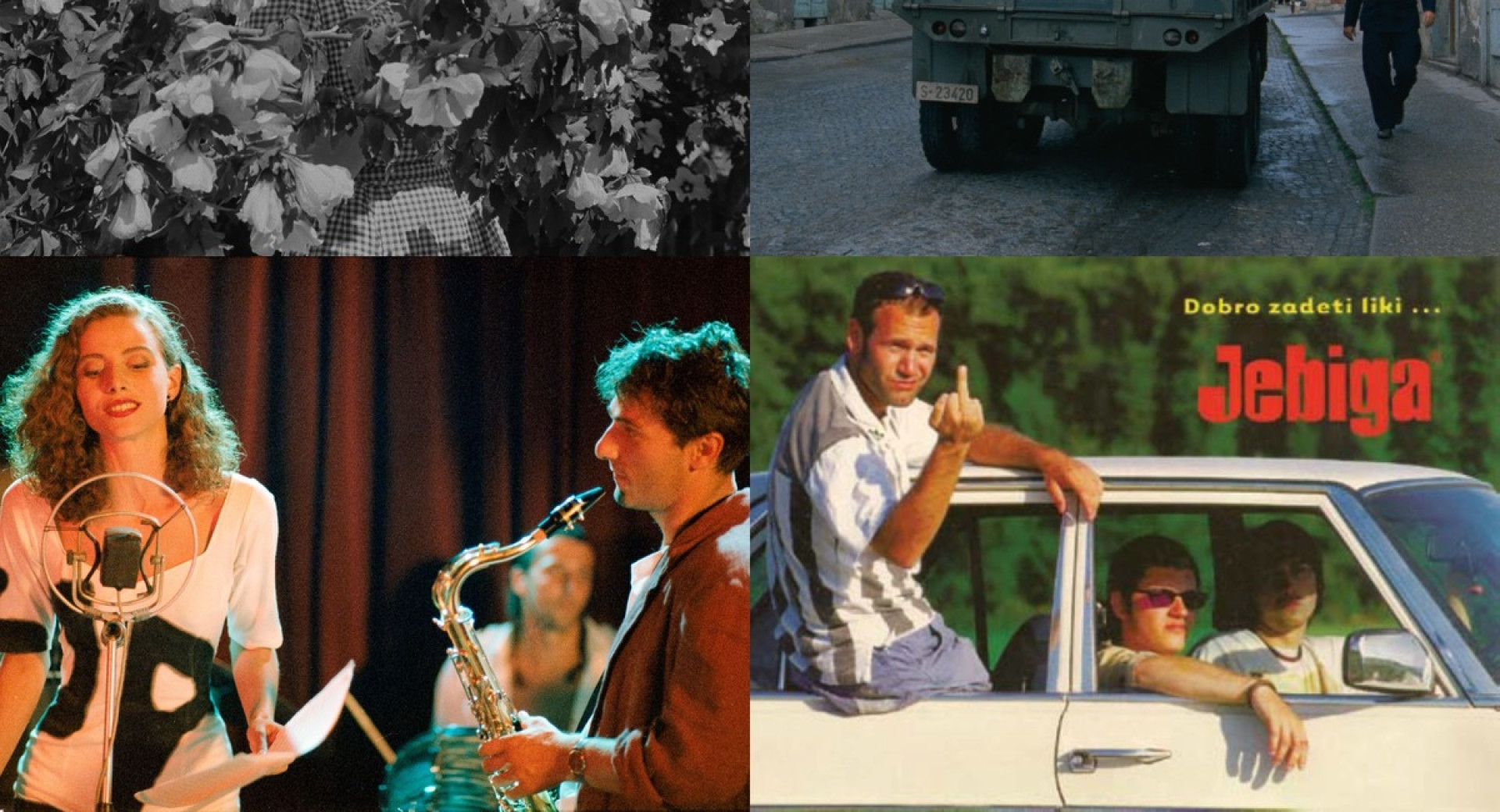 A collage of photographs from four different films.