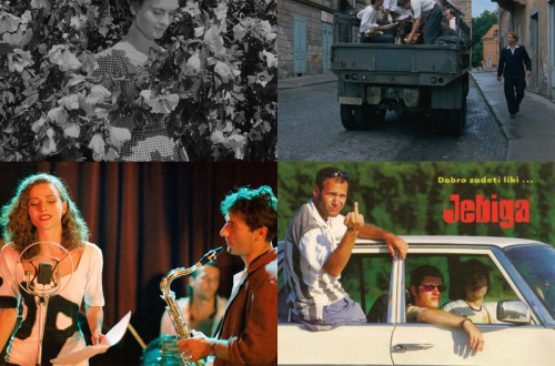 A collage of photographs from four different films.