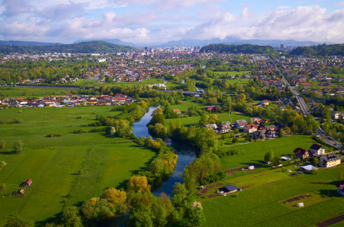 Panoramska slika Ljubljane.