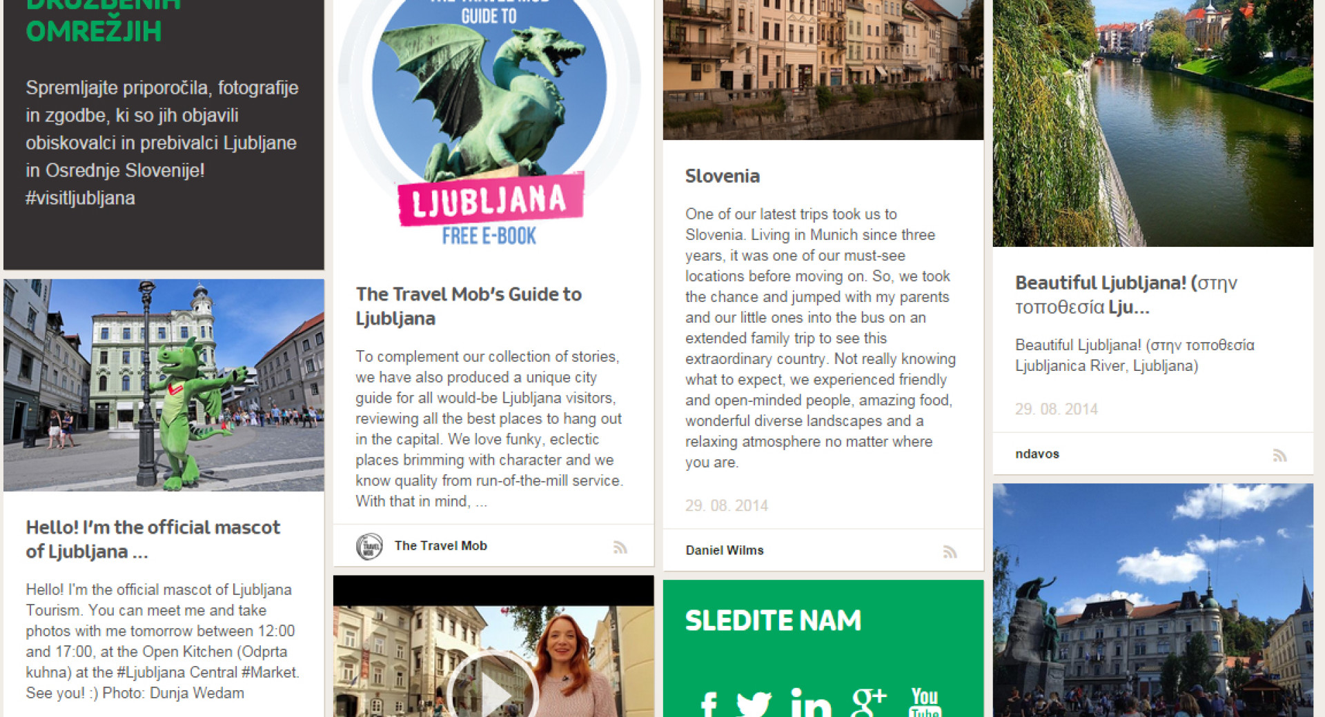 Social Wall na spletni strani Visitljubljana.