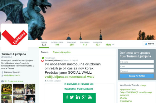 Twitter profil Visitljubljana.