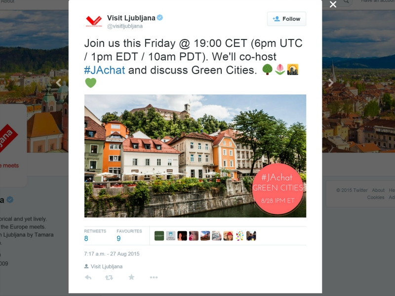 Objava na Twitterju Turizma Ljubljane.