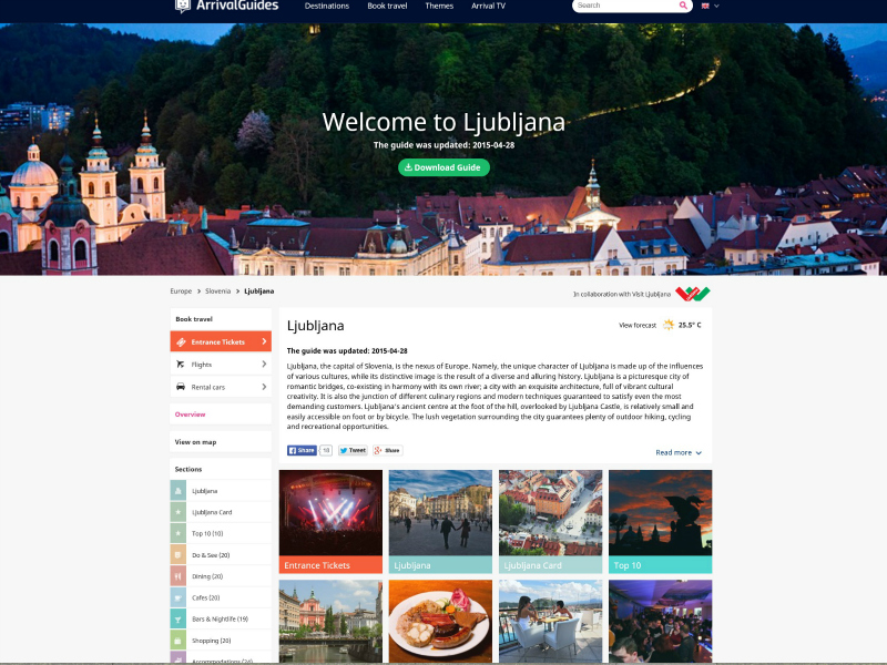 Ljubljana na spletni strani ArrivalGuides.