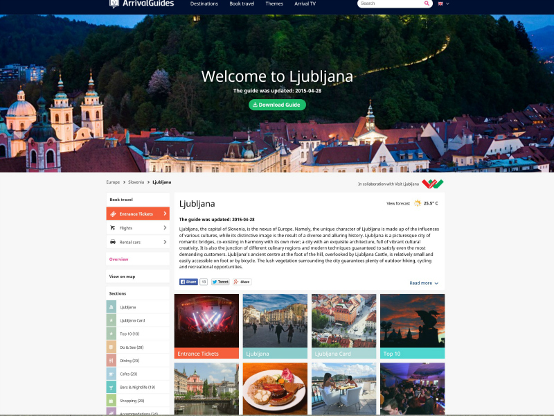 Ljubljana na spletni strani ArrivalGuides.