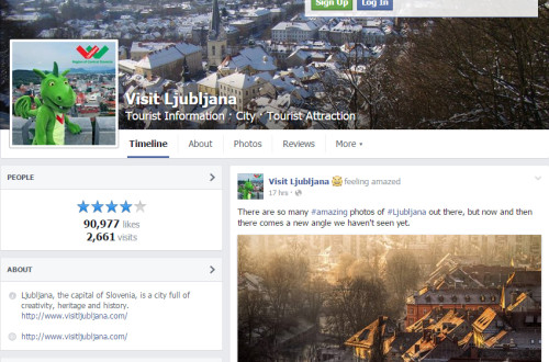 Facebook profil VisitLjubljana.