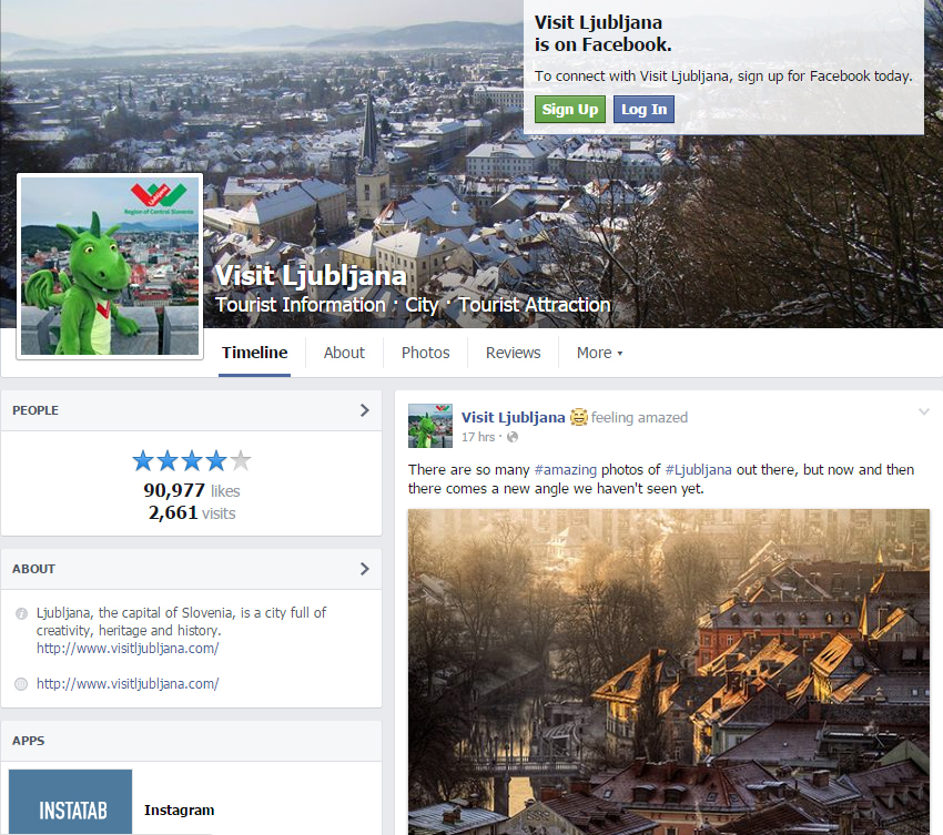 Facebook profil VisitLjubljana.