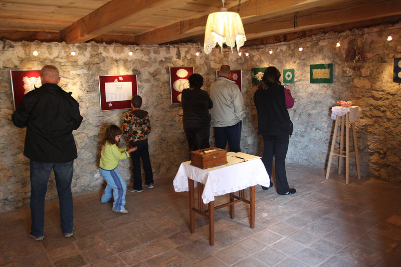 obiskovalci razstave v hiši.