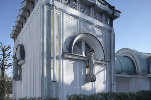 Detail of the chapel of St. Francis at Zale Cemetery.