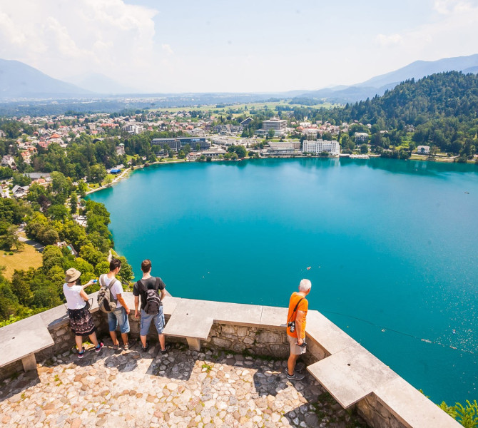 View from the castle overlooking Lake Bled.