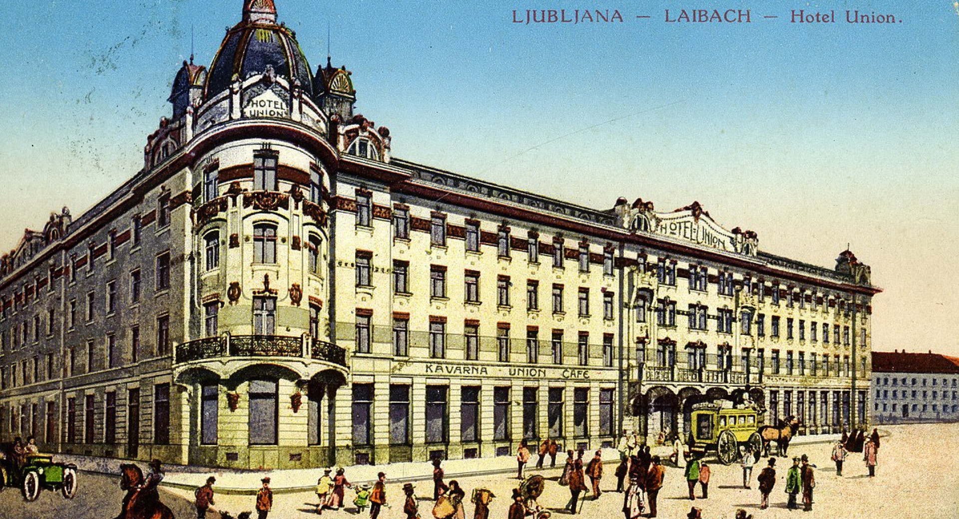 1199px 1916 postcard of Grand Hotel Union Ljubljana