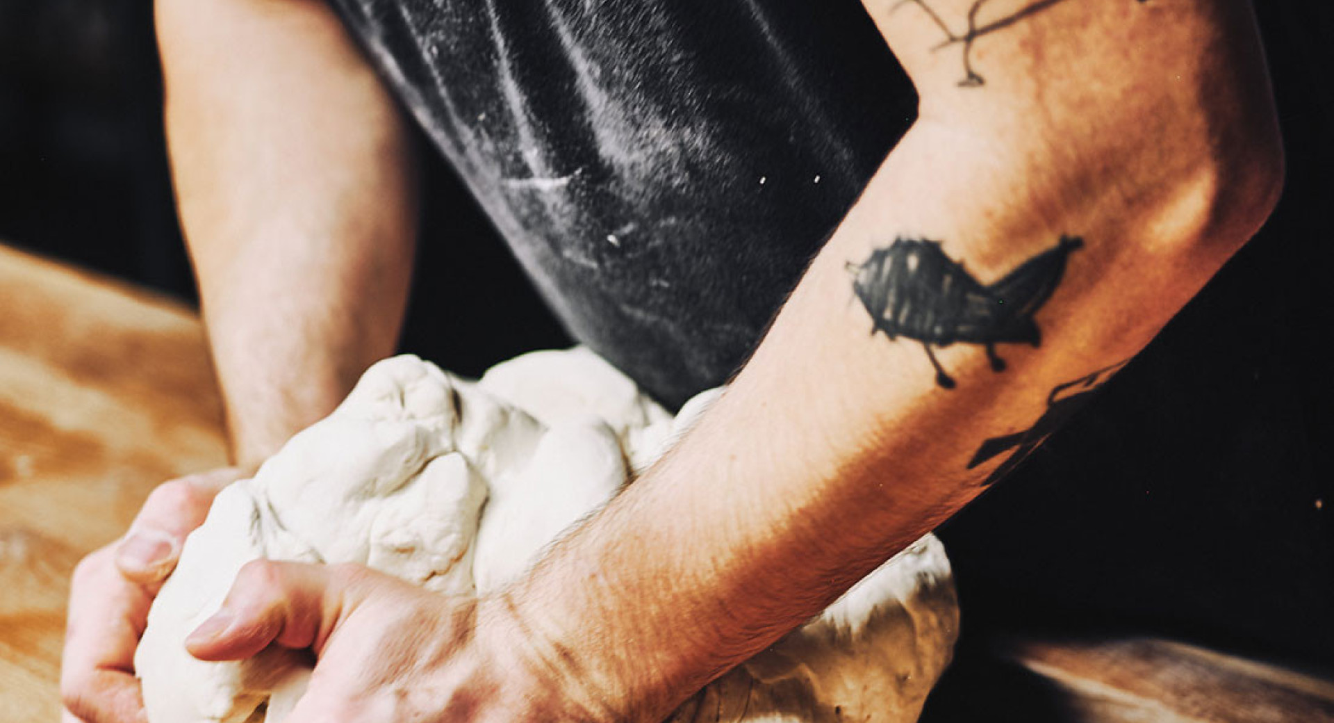 A person is kneading bread.