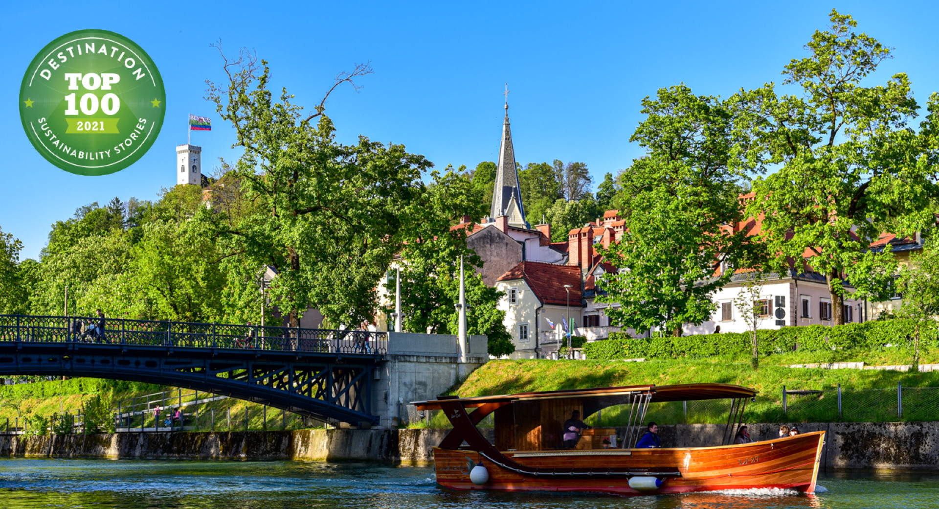 TOP 100 Green Destinations Ladjica na Ljubljanici Ljubljanski grad 2019 Andrej Tarfila2