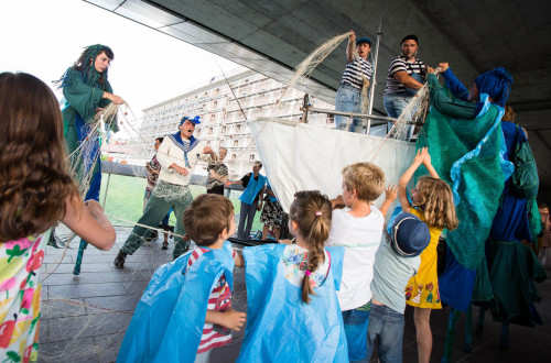 A children’s play where the performers are dressed as sailors.
