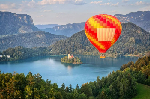 Hot air Balloon flight over Bled Lake.