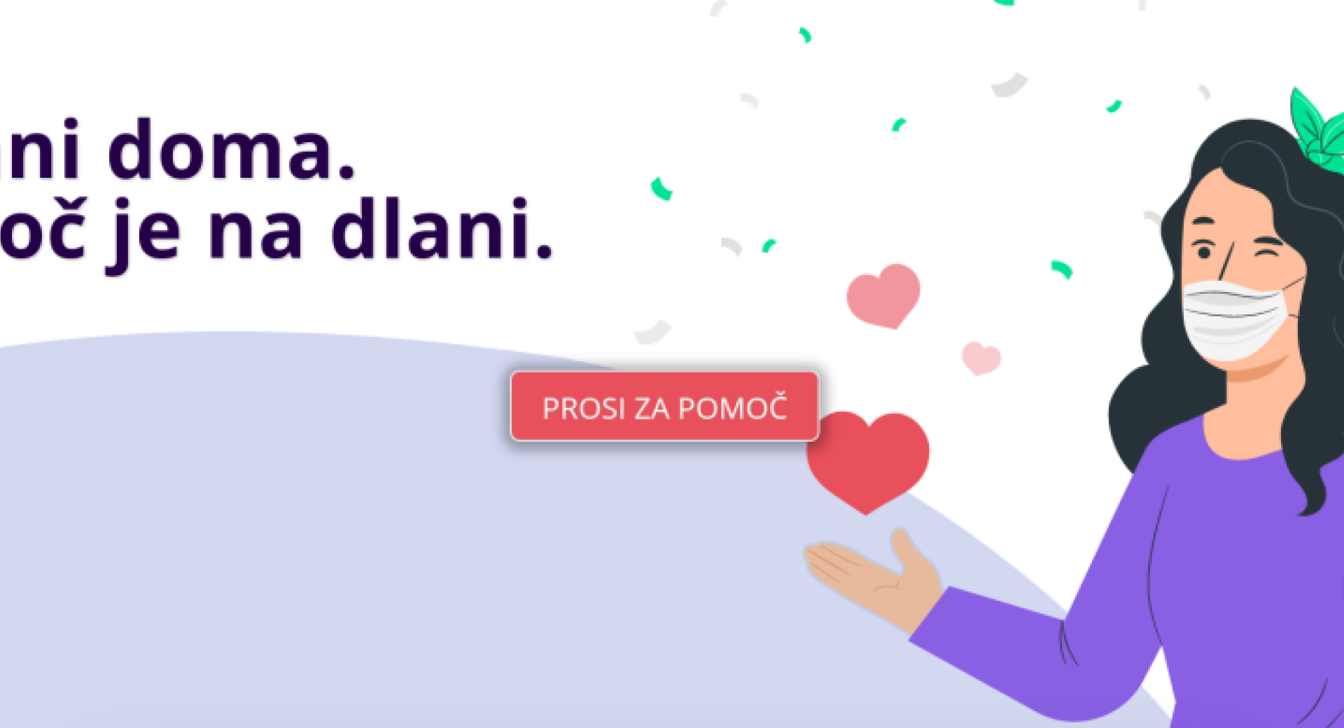 Oglasna pasica za spletno aplikacijo Pomoč na dlani.