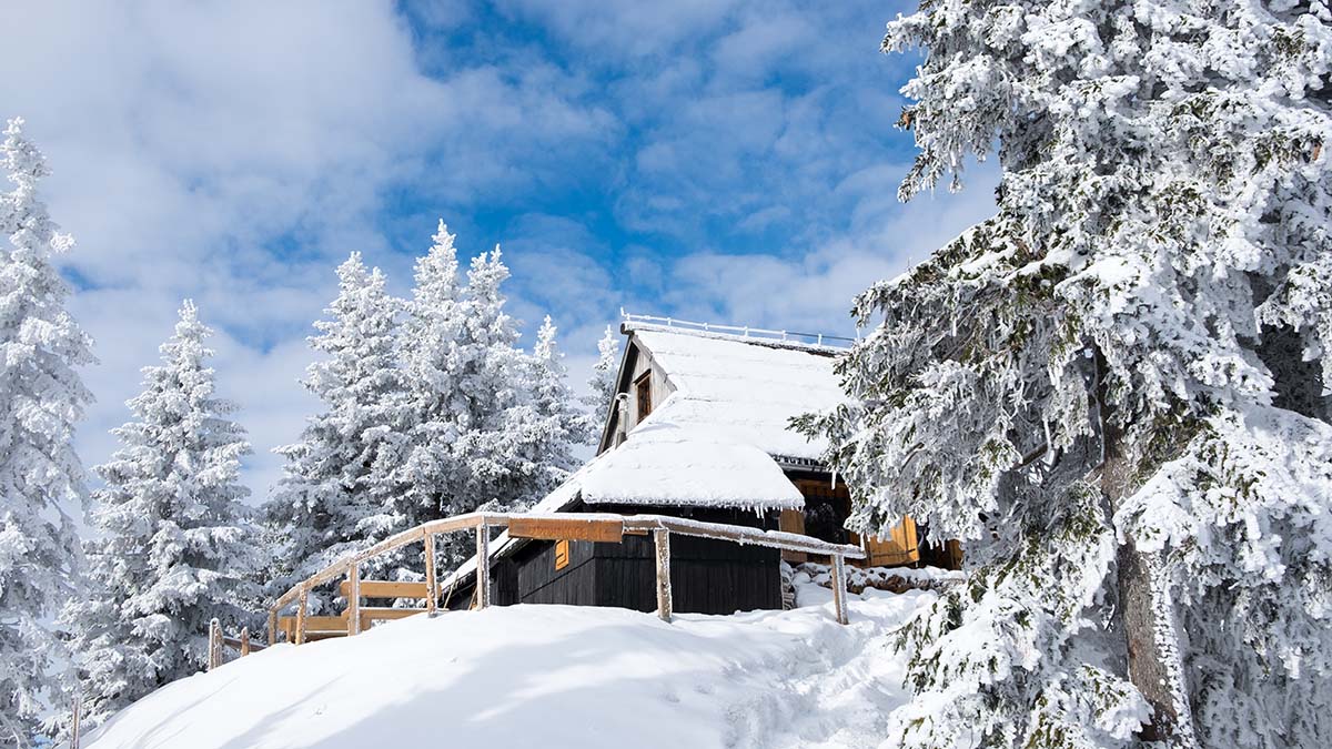hut in winter