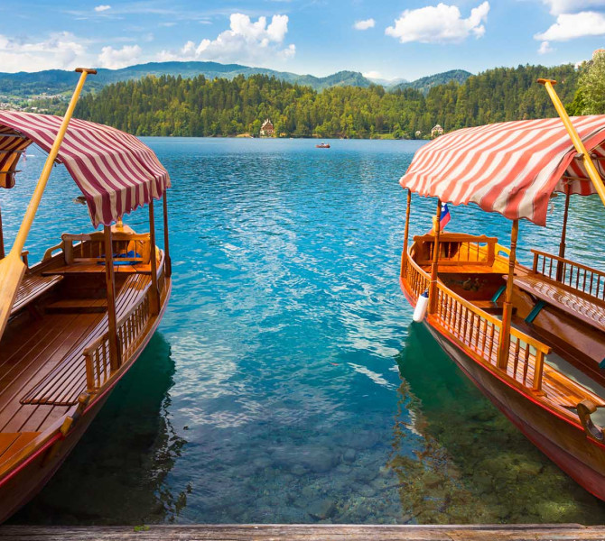 Due pletna sul Lago di Bled.
