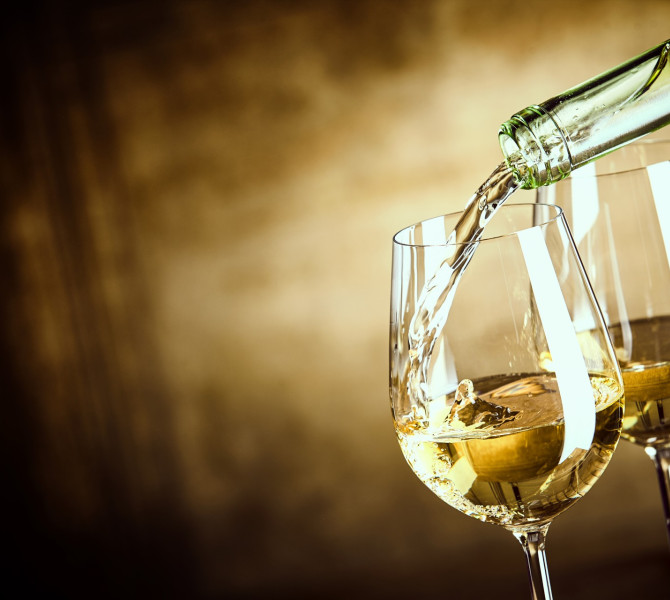 Two glasses of white wine.